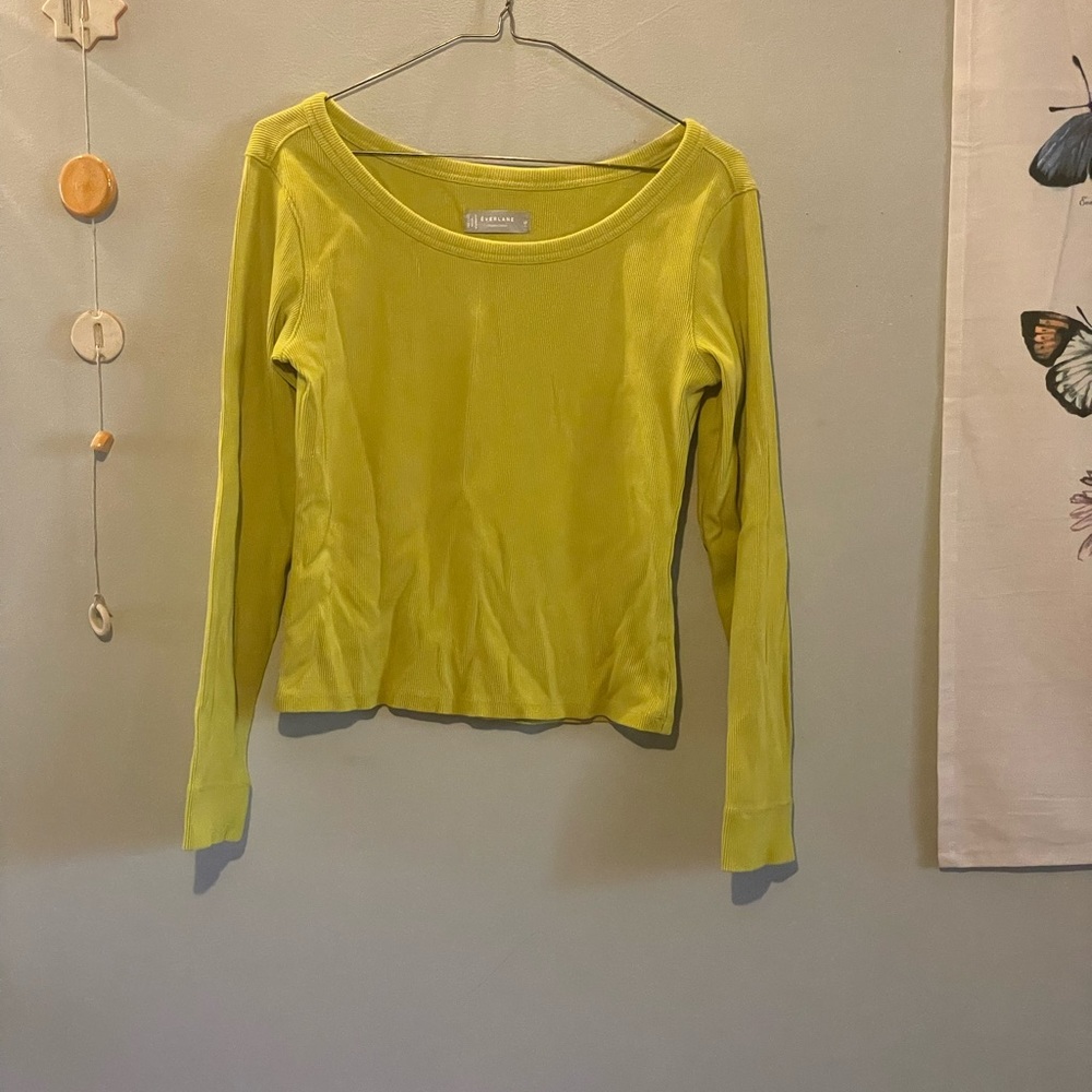 Everlane cropped electric green ribbed top